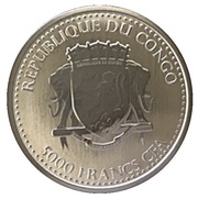 5000 Francs CFA Congo Silverback Gorilla obverse image