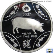 1 Dollar - Elizabeth II 4th Portrait - Year of the Pig - Silver Proof, Australia, 2007 reverse image