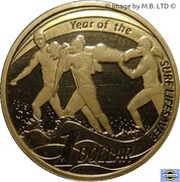 1 Dollar - Elizabeth II 4th Portrait - Year of the Surf Lifesaver reverse image