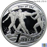 1 Dollar - Elizabeth II 4th Portrait - Surf Lifesaver - Silver Proof, Australia, 2007 reverse image