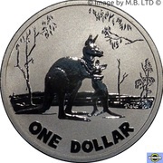 1 Dollar - Elizabeth II 4th Portrait - Kangaroo; Rolf Harris, Australia, 2007 reverse image