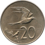 20 Cents - Elizabeth II 2nd portrait; Fairy Terns reverse image