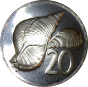 20 Tene - Elizabeth II 2nd portrait; James Cook, Cook Islands, 1978 reverse image