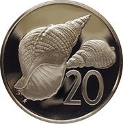 20 Tene - Elizabeth II 2nd portrait; Royal Wedding reverse image