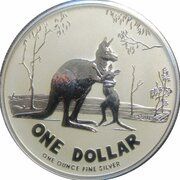 1 Dollar - Elizabeth II 4th Portrait - Silver Kangaroo; Rolf Harris, Australia, 2007 reverse image