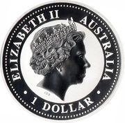 1 Dollar - Elizabeth II 4th Portrait - Australian Kookaburra. Gilded Edition obverse image