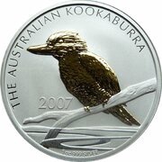 1 Dollar - Elizabeth II 4th Portrait - Australian Kookaburra. Gilded Edition, Australia, 2007 reverse image