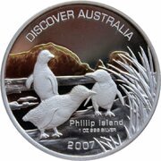 1 Dollar - Elizabeth II 4th Portrait - Discover Australia - Phillip Island, Australia, 2007 reverse image