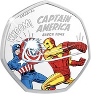25 Cents - Elizabeth II Versus Iron Man, Cook Islands, 2021 reverse image