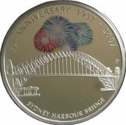 1 Dollar - Elizabeth II 4th Portrait - Sydney Harbour Bridge - Silver Proof, Australia, 2007 reverse image