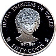 50 Cents - Elizabeth II Princess Diana, Cook Islands, 1997 reverse image
