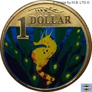 1 Dollar - Elizabeth II 4th Portrait - Ocean Series - Bigbelly Seahorse, Australia, 2007 reverse image