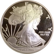 ½ Dollar - Elizabeth II 100th Anniversary of the Walking Liberty Half Dollar, Cook Islands, 2016 reverse image