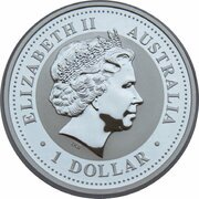 1 Dollar - Elizabeth II 4th Portrait - Year of the Pig - Silver Gilded Coin obverse image