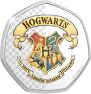 50 Cents - Elizabeth II Hogwarts Crest, Cook Islands, 2021 reverse image