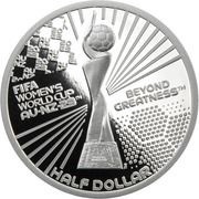 ½ Dollar - Elizabeth II Posthumous; FIFA Women's World Cup 2023: Official Trophy, Cook Islands, 2023 reverse image