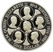 1 Dollar - Elizabeth II Queen Elizabeth II; piedfort, Cook Islands, 1986 reverse image