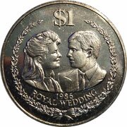 1 Dollar - Elizabeth II Royal Wedding, Cook Islands, 1986 reverse image
