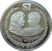 1 Dollar - Elizabeth II Royal Wedding, Cook Islands, 1986 reverse image
