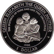 1 Dollar - Elizabeth II Queen Mother, Cook Islands, 1995 reverse image