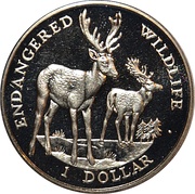 1 Dollar - Elizabeth II Fallow deer, Cook Islands, 1996 reverse image