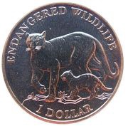 1 Dollar - Elizabeth II Cougar and cub, Cook Islands, 1996 reverse image