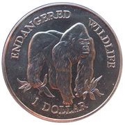1 Dollar - Elizabeth II Lowland gorilla, Cook Islands, 1996 reverse image