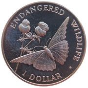 1 Dollar - Elizabeth II Butterfly and thistle, Cook Islands, 1996 reverse image