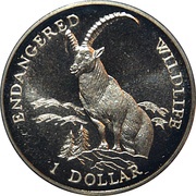 1 Dollar - Elizabeth II Alpine Ibex, Cook Islands, 1996 reverse image