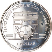 1 Dollar - Elizabeth II World Cup France, Cook Islands, 1998 reverse image