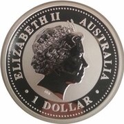 1 Dollar - Elizabeth II 4th Portrait - Year of the Pig - Silver Bullion Coin - Coloured obverse image