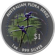 1 Dollar - Elizabeth II Green-comb Spider Orchid, Cook Islands, 1999 reverse image