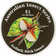 1 Dollar - Elizabeth II Goliath Stick Insect, Cook Islands, 2000 reverse image