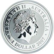 1 Dollar - Elizabeth II 4th Portrait - Year of the Tiger - Silver Bullion Coin obverse image