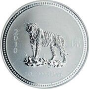 1 Dollar - Elizabeth II 4th Portrait - Year of the Tiger - Silver Bullion Coin reverse image