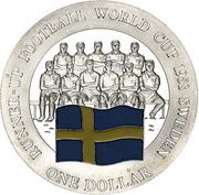 1 Dollar - Elizabeth II 1958 Football World Cup Runner-Up, Cook Islands, 2001 reverse image