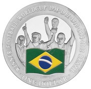 1 Dollar - Elizabeth II 1958·1962·1970·1994·2002 Football World Cup Winner, Cook Islands, 2001 reverse image