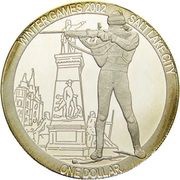 1 Dollar - Elizabeth II Biathlon, Cook Islands, 2002 reverse image