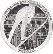 1 Dollar - Elizabeth II Ski jumping, Cook Islands, 2002 reverse image