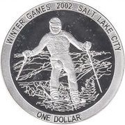 1 Dollar - Elizabeth II Skiing, Cook Islands, 2002 reverse image