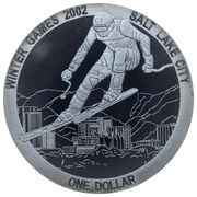 1 Dollar - Elizabeth II Alpine Skiing, Cook Islands, 2002 reverse image