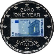 1 Dollar - Elizabeth II 1st Anniversary of the euro, Cook Islands, 2003 reverse image