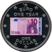 1 Dollar - Elizabeth II 1st Anniversary of the euro, Cook Islands, 2003 reverse image