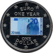 1 Dollar - Elizabeth II 1st Anniversary of the euro, Cook Islands, 2003 reverse image