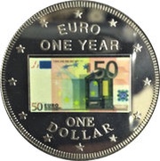 1 Dollar - Elizabeth II 1st Anniversary of the euro, Cook Islands, 2003 reverse image