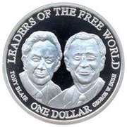 1 Dollar - Elizabeth II Blair and Bush, Cook Islands, 2003 reverse image