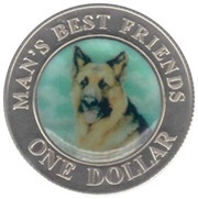 1 Dollar - Elizabeth II German Shepherd, Cook Islands, 2003 reverse image