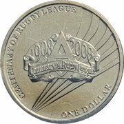1 Dollar - Elizabeth II 4th Portrait - Rugby League 100 Yrs, Australia, 2008 reverse image