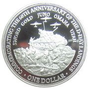 1 Dollar - Elizabeth II D-Day Landing, Cook Islands, 2004 reverse image