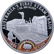 1 Dollar - Elizabeth II Australia's First Steam Train, Cook Islands, 2004 reverse image
